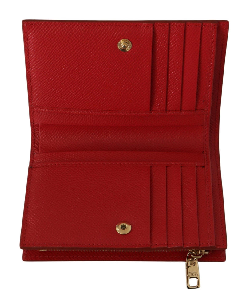 Red Leather Bifold Continental Clutch Crystal Wallet