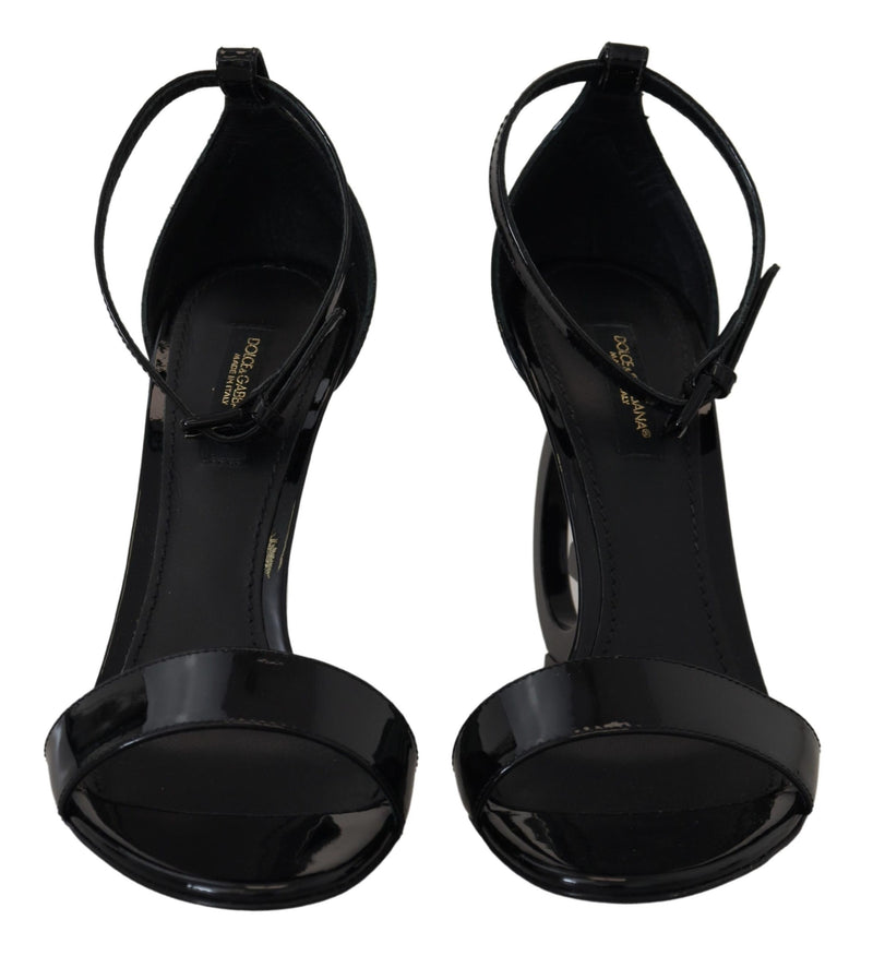 Black Monogram Logo Heel Sandals Shoes