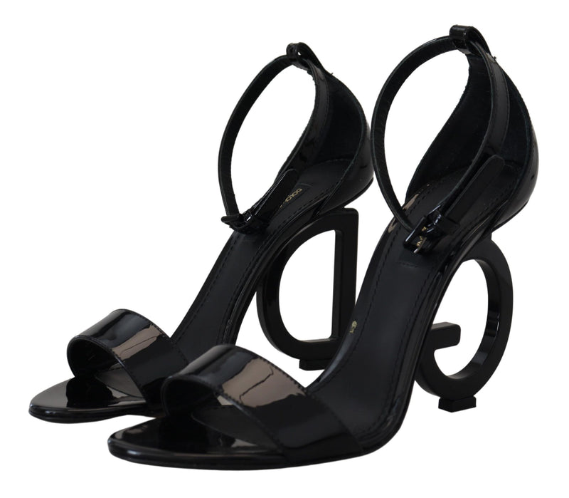 Black Monogram Logo Heel Sandals Shoes