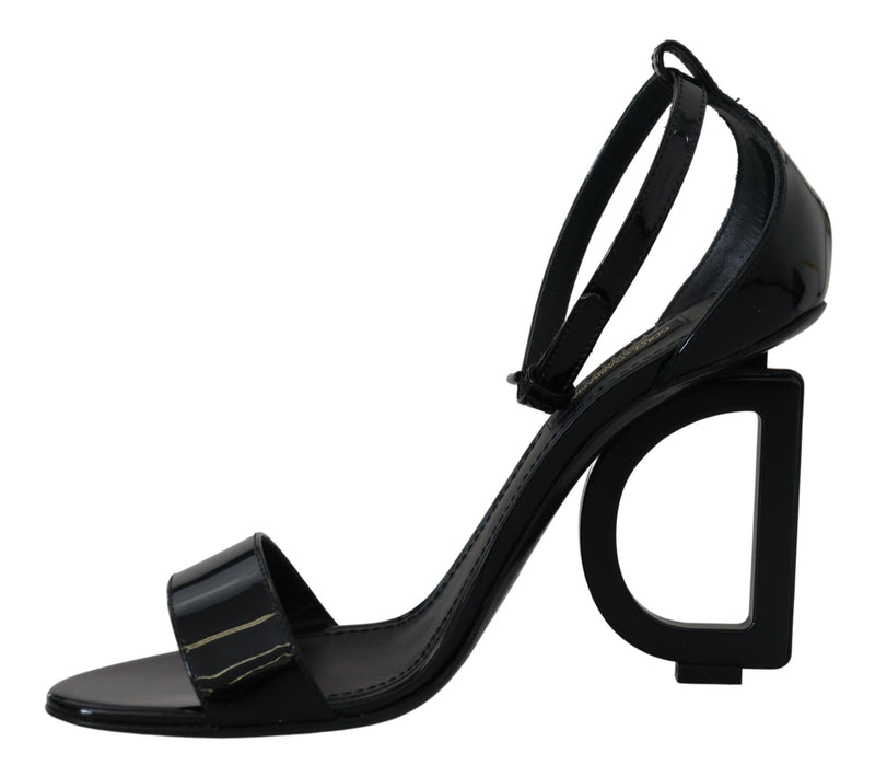 Black Monogram Logo Heel Sandals Shoes