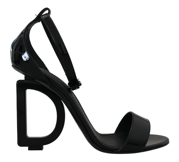 Black Monogram Logo Heel Sandals Shoes