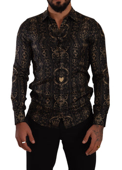 Black Crown Print MARTINI Slim Fit Shirt