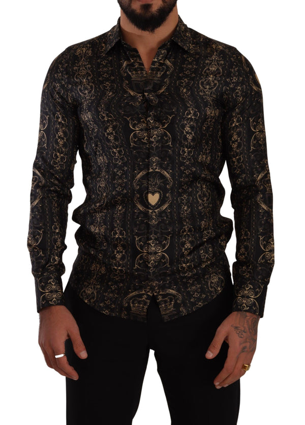 Black Crown Print MARTINI Slim Fit Shirt