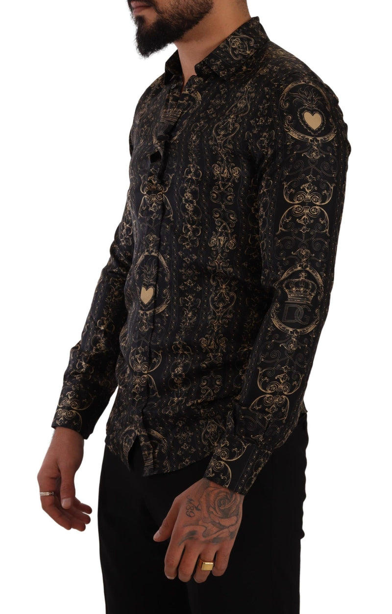 Black Crown Print MARTINI Slim Fit Shirt