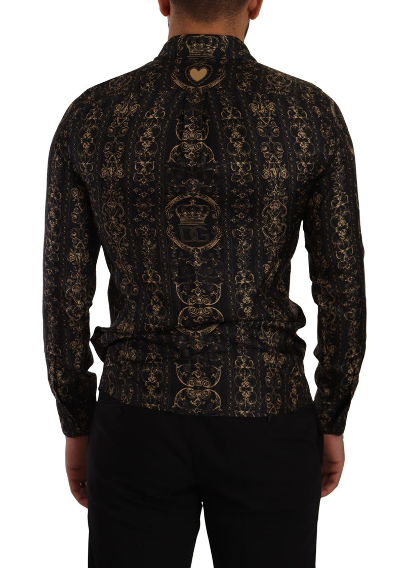 Black Crown Print MARTINI Slim Fit Shirt