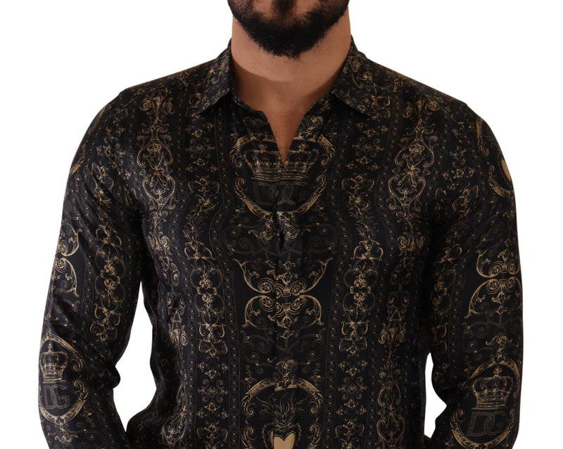 Black Crown Print MARTINI Slim Fit Shirt