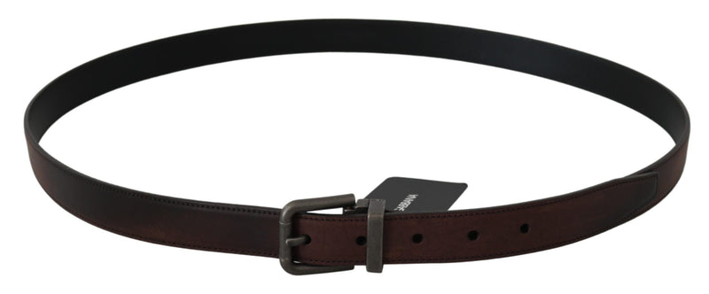 Solid Brown Leather Gray Buckle Belt