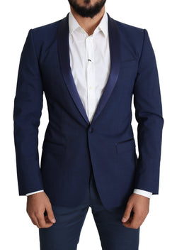 GOLD Blue Wool Single Breasted Coat Blazer