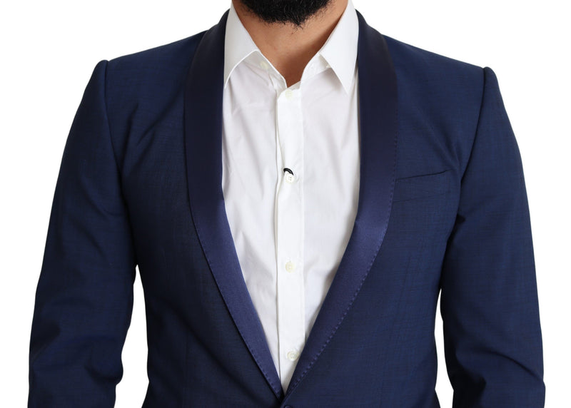 GOLD Blue Wool Single Breasted Coat Blazer