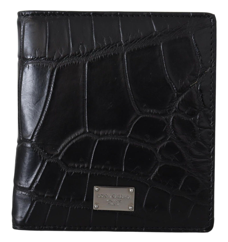 Black Bifold Card Holder Men Exotic Leather Wallet