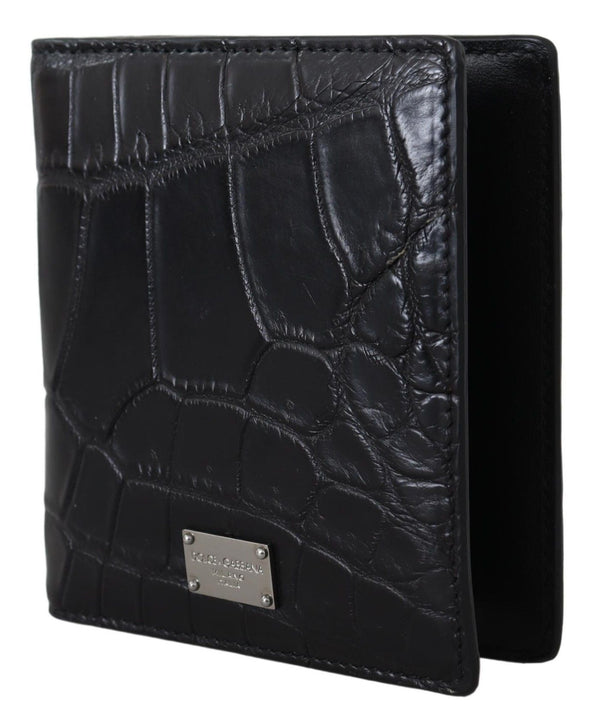 Black Bifold Card Holder Exotic Leather Wallet