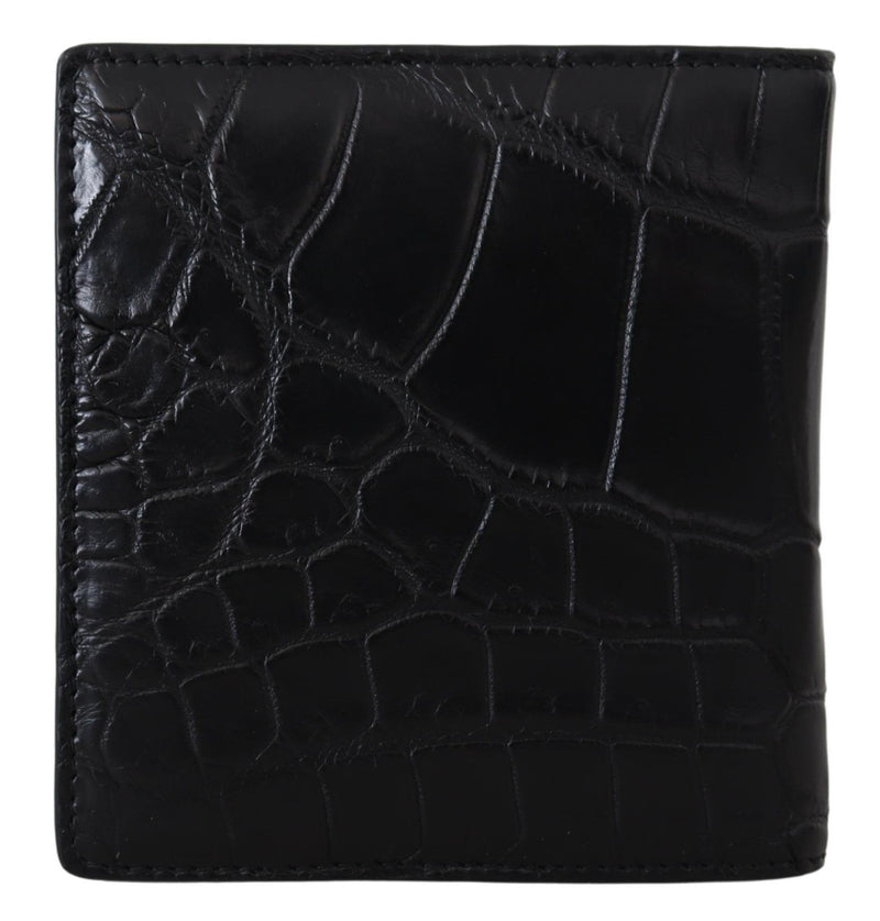 Black Bifold Card Holder Exotic Leather Wallet