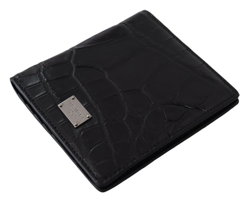 Black Bifold Card Holder Exotic Leather Wallet