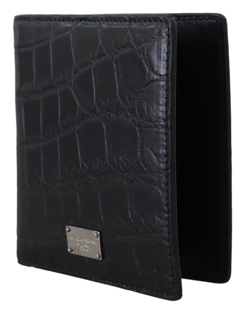 Black Bifold Card Holder Men Exotic Leather Wallet