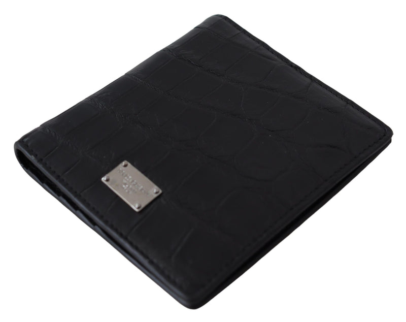 Black Bifold Card Holder Men Exotic Leather Wallet