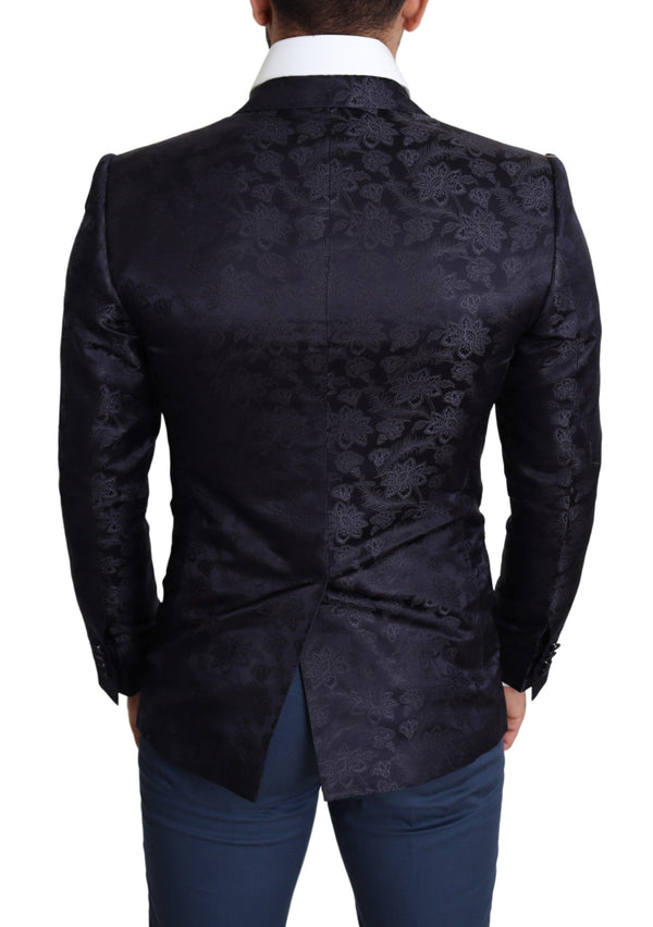 Blue Floral Jacquard Silk Coat MARTINI Blazer