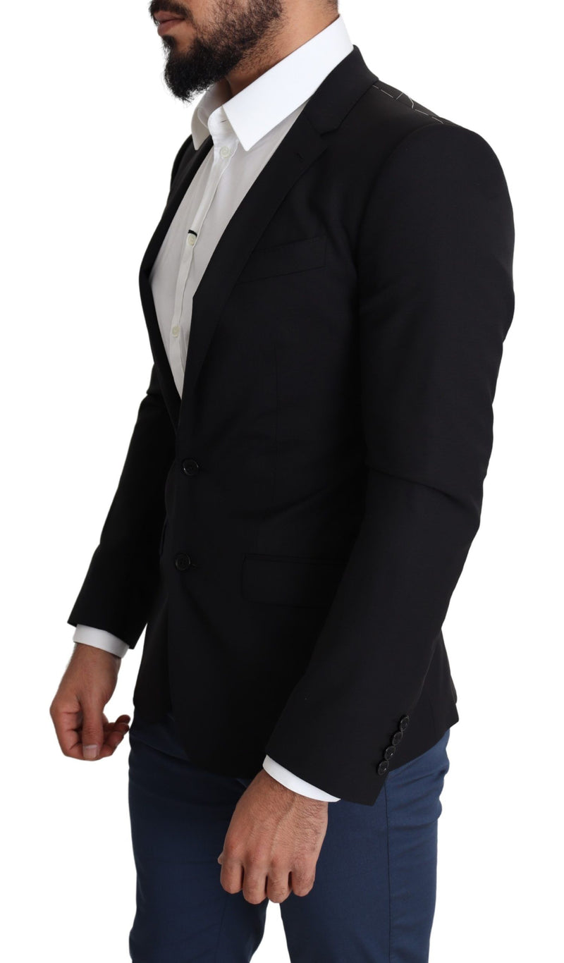 Black Wool Single Breasted Coat STAFF Blazer