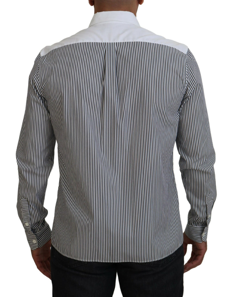 Black White Striped Printed Casual Cotton Shirt