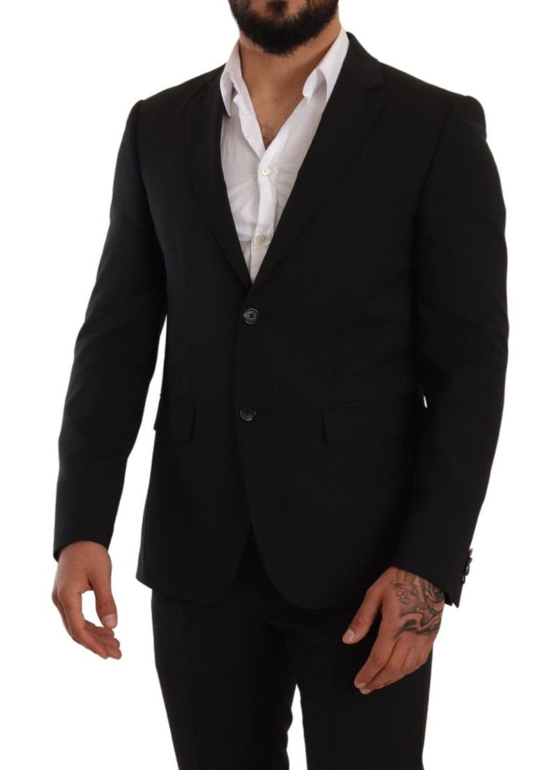 Black Striped Slim Fit 2 Piece Set Suit