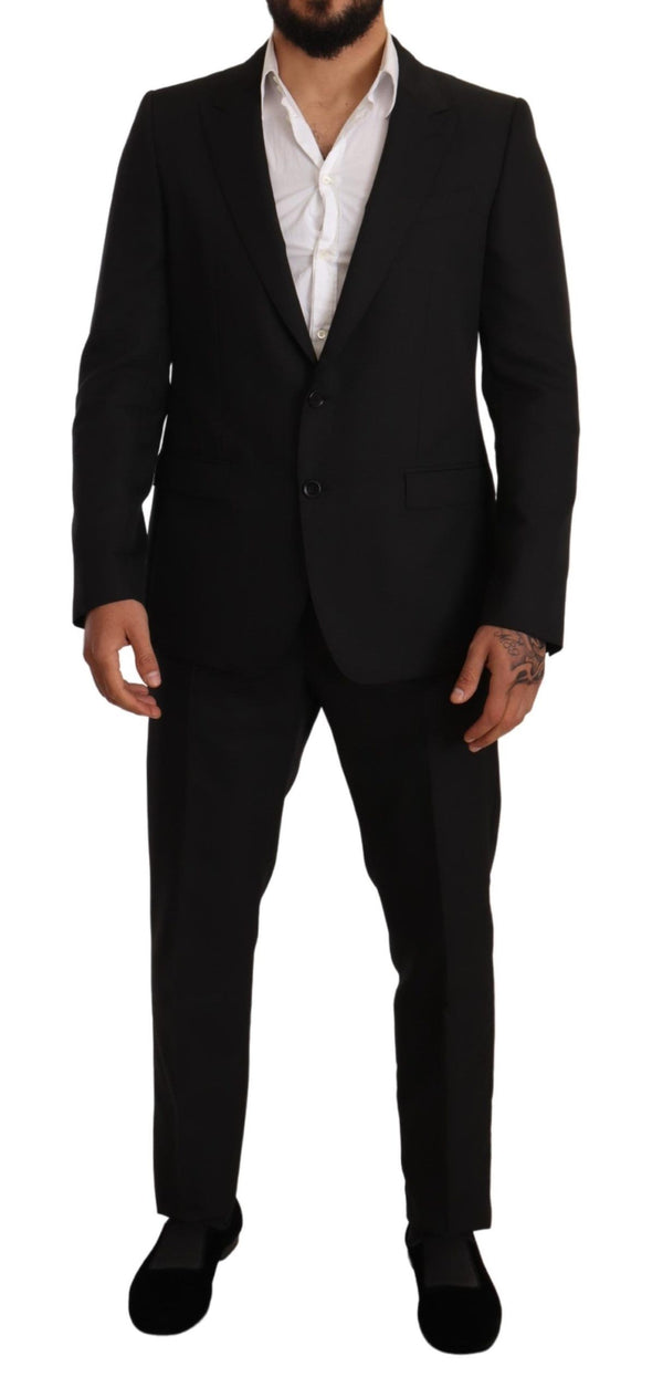 Black Fantasy Slim Fit Wool MARTINI Suit