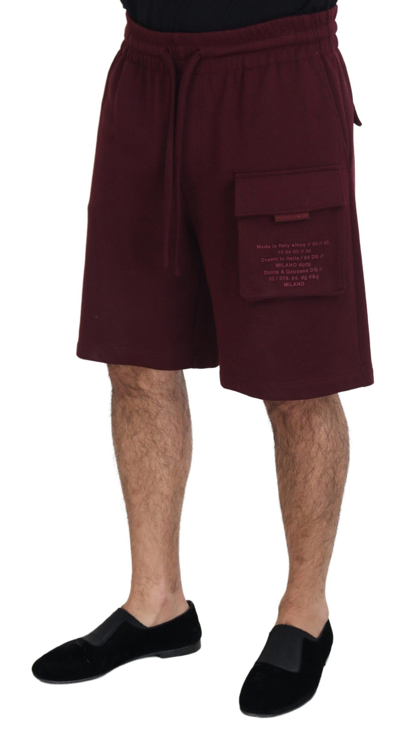 Maroon Cotton Cargo Mens Casual Shorts