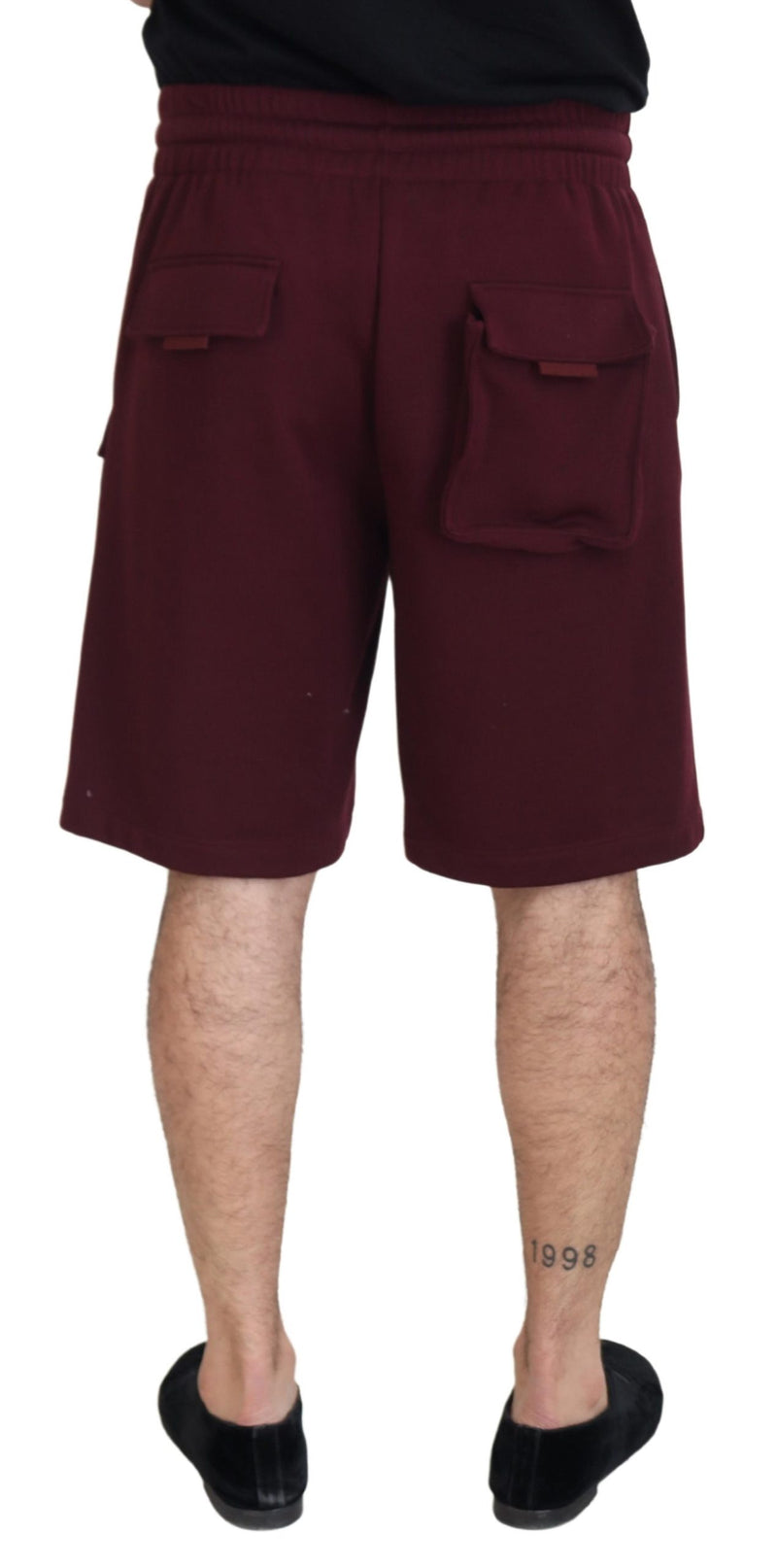 Maroon Cotton Cargo Mens Casual Shorts