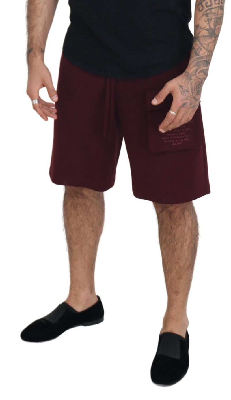 Maroon Cotton Cargo Mens Casual Shorts