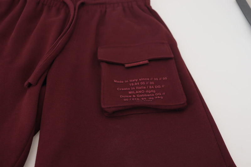 Maroon Cotton Cargo Mens Casual Shorts