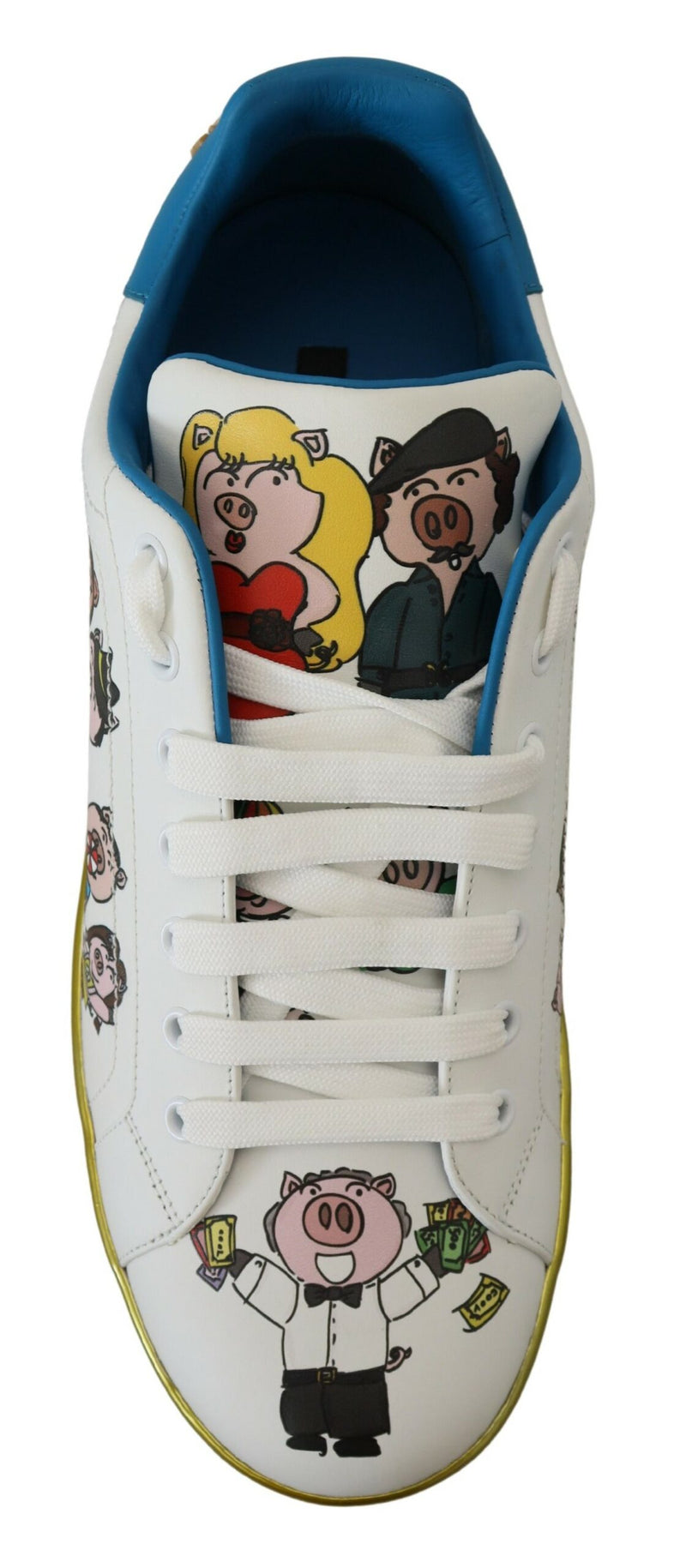 White Year of the Pig Leather Sneakers Shoes