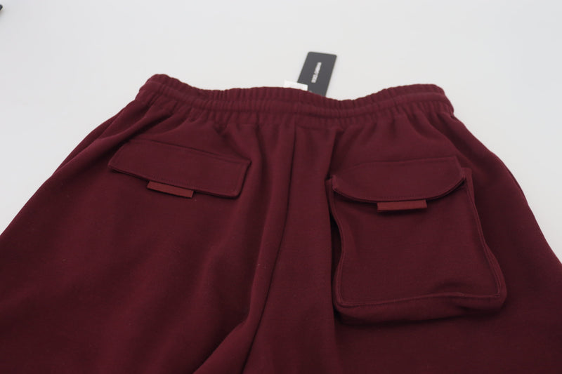 Maroon Cotton Cargo Mens Casual Shorts