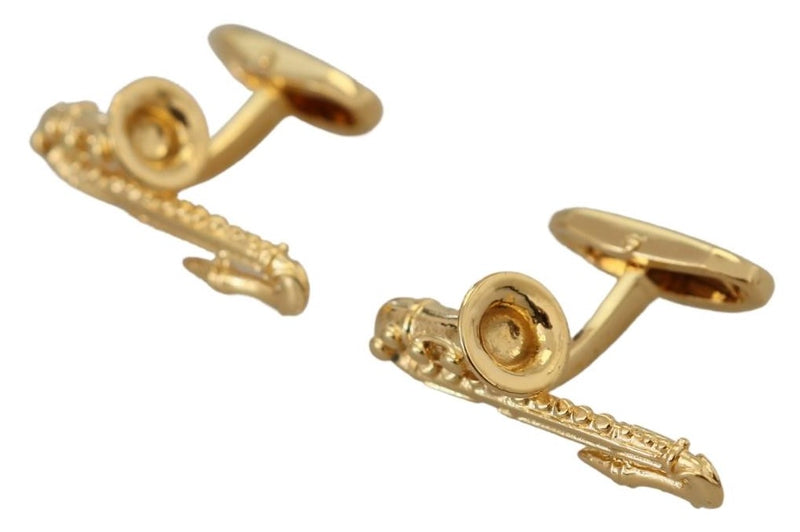 Gold Plated Brass Trumpet Pin Men Cufflinks