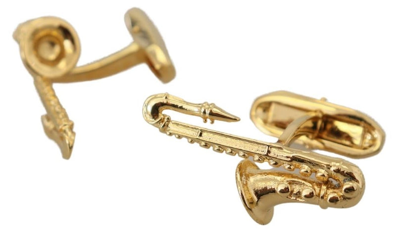 Gold Plated Brass Trumpet Pin Men Cufflinks