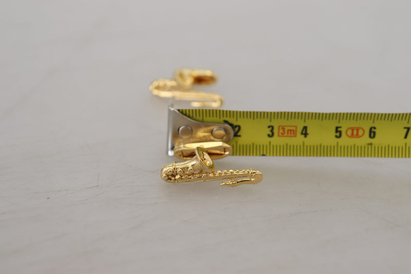 Gold Plated Brass Trumpet Pin Men Cufflinks