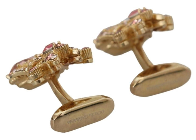 925 Sterling Silver Pink Crystal Men Cufflinks