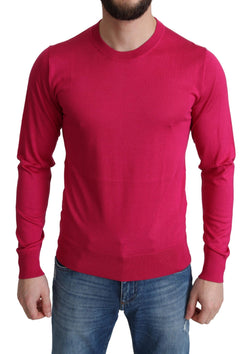 Pink Silk Crewneck Pullover Top Sweater