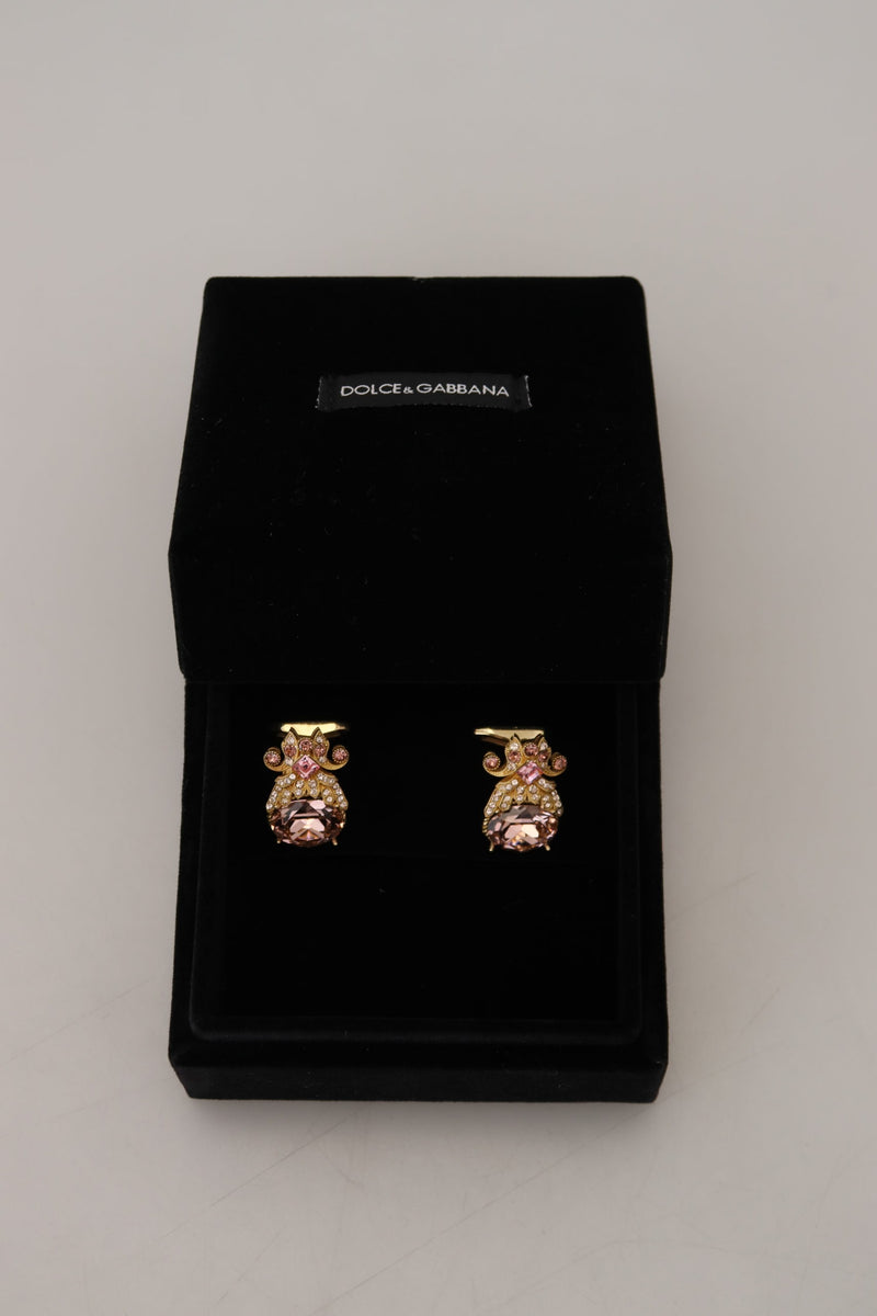 925 Sterling Silver Pink Crystal Men Cufflinks