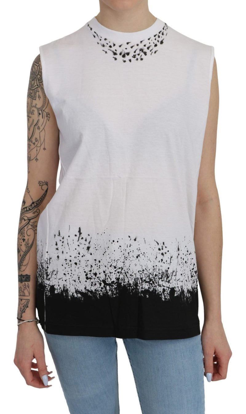 White Sleeveless T-shirt Tank Cotton Top