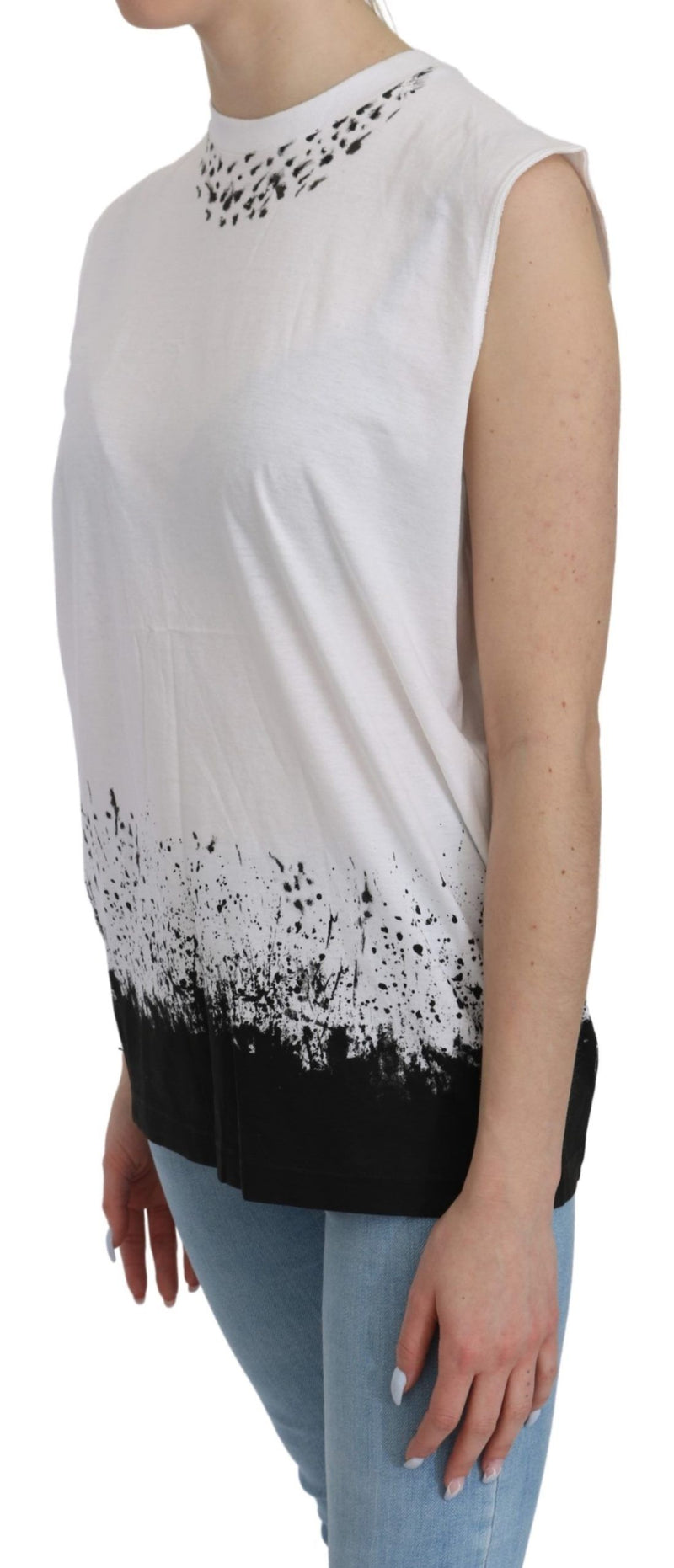 White Sleeveless T-shirt Tank Cotton Top