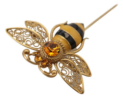 Gold Real Brass Crystals Bee Pin Men Brooch