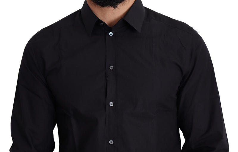 Black Cotton Men Formal GOLD Dress Shirt