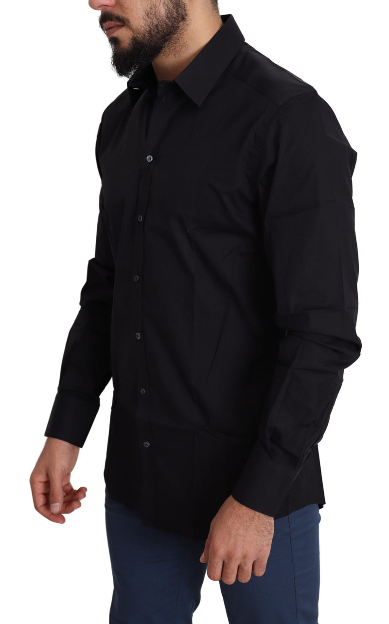 Black Cotton Stretch Formal GOLD Dress Shirt