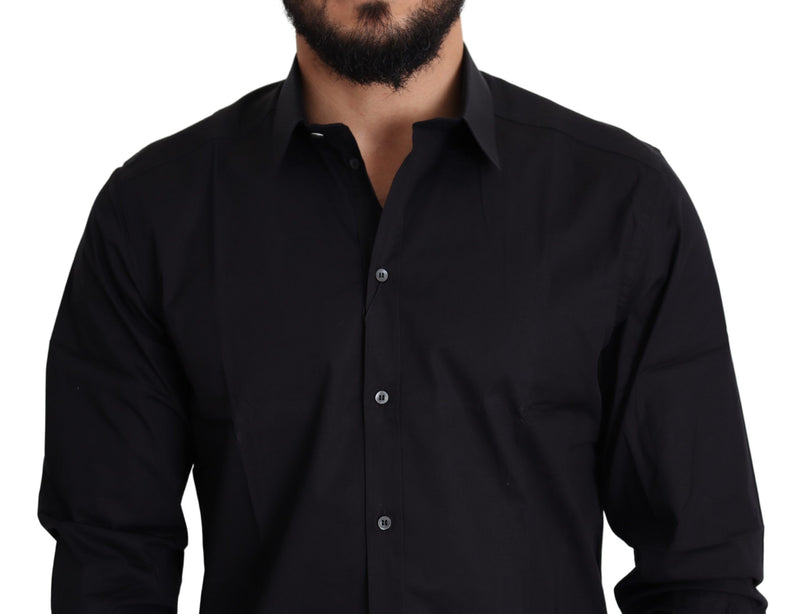 Black Cotton Stretch Formal GOLD Dress Shirt