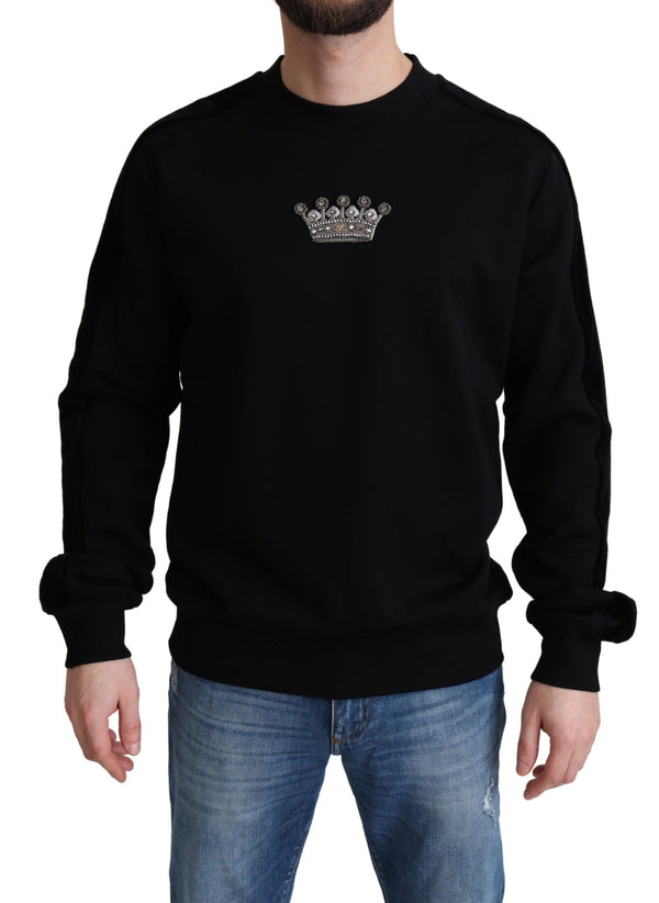 Black Cotton Crown Pullover Mens Sweater