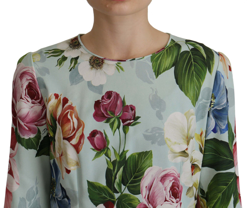 Multicolor Floral Print Round Neck Top Blouse