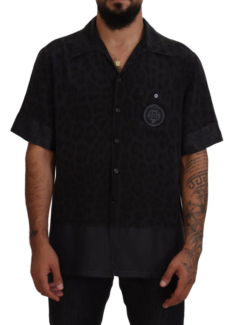 Black Silk DGPatch Collared Short Sleeve Shirt