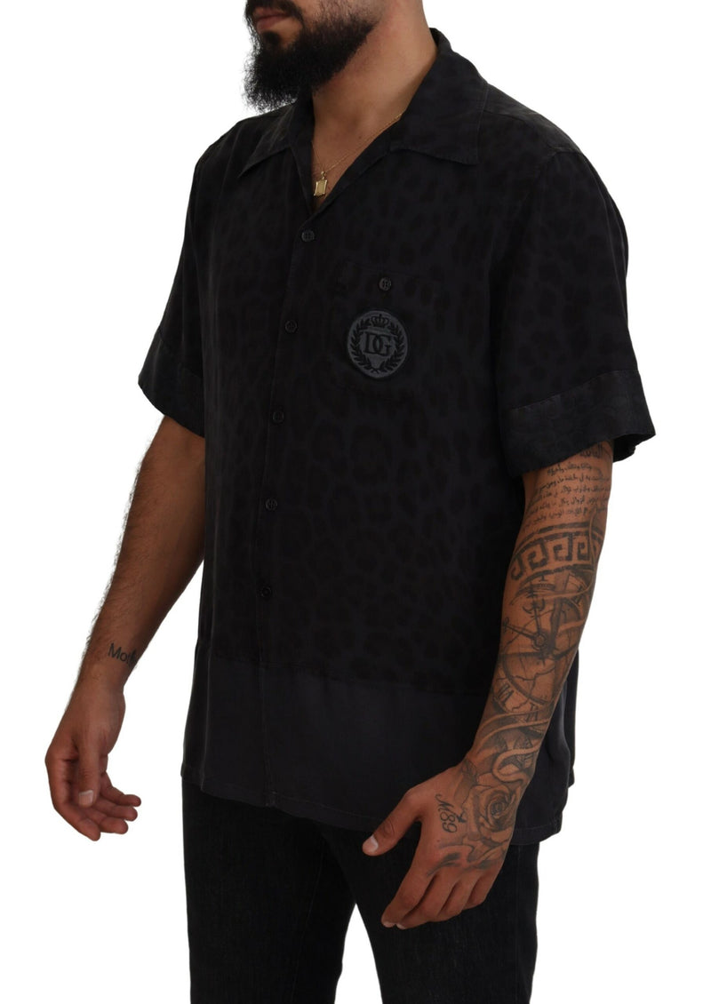 Black Silk DGPatch Collared Short Sleeve Shirt