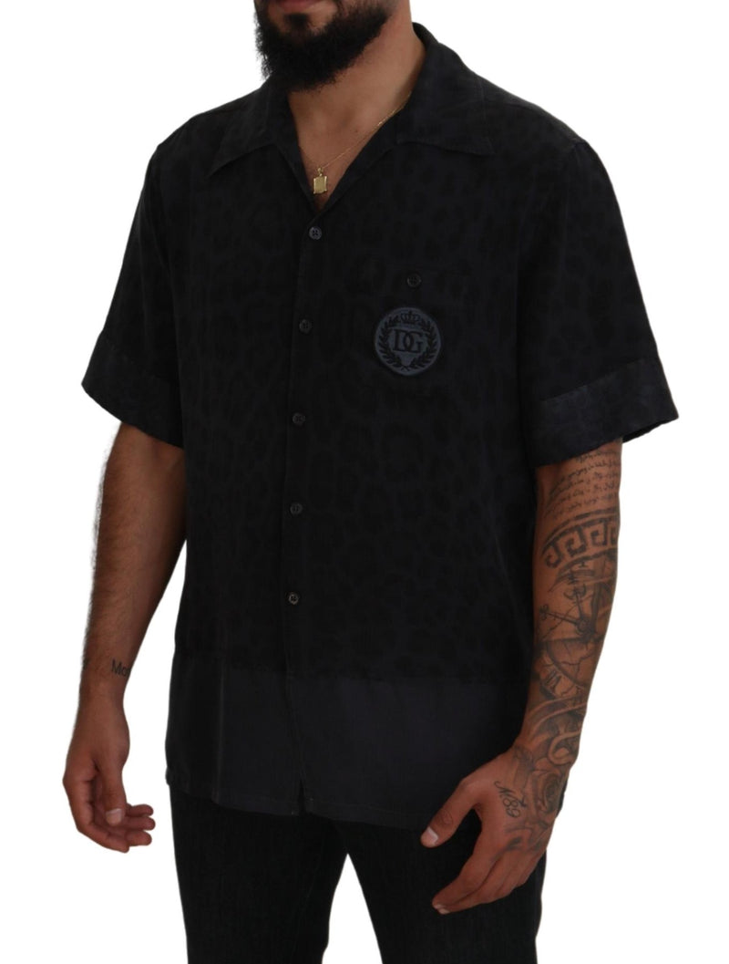 Black Silk DGPatch Collared Short Sleeve Shirt