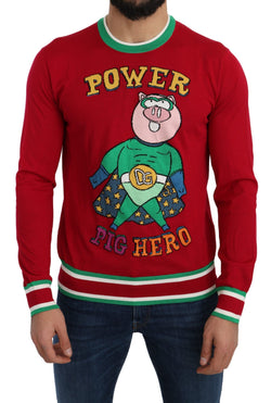 Red Wool Silk Pig of the Year Sweater