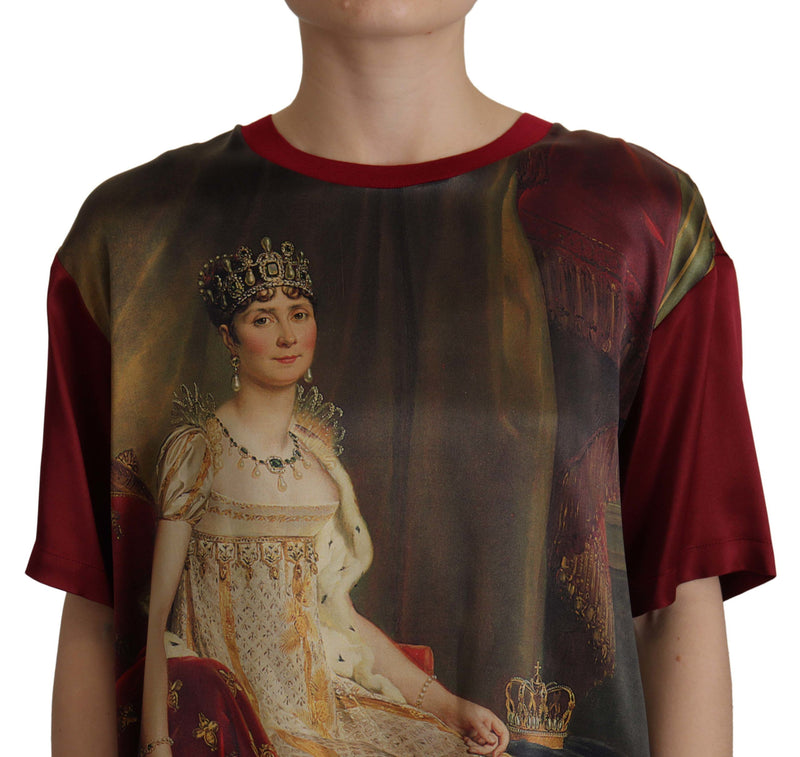 Multicolor Josephine Bonaparte Print Silk  T-shirt