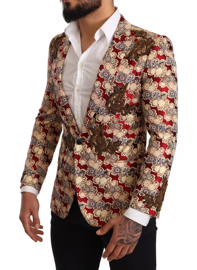 Gold Red Floral Embroidery MARTINI Blazer